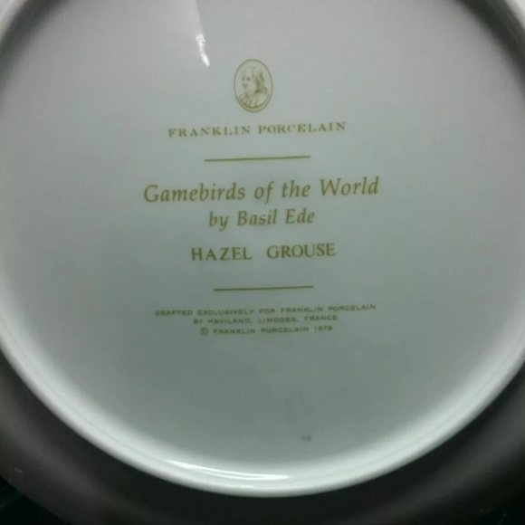 Hazel Grouse Gameboard Plate By Franklin Porcelain - Picture 5 of 6